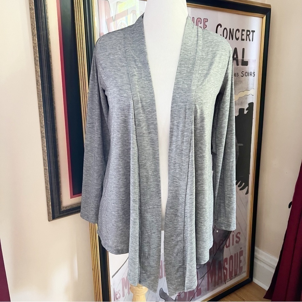 Eddie Bauer: Women's Heathered Gray Open Lightweight Layering Cardigan Sz M
